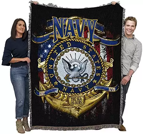 Pure Country Weavers PCW - US Navy Strong Blanket - Gift Military Tapestry Throw Woven from Cotton - Made in The USA (72x54)