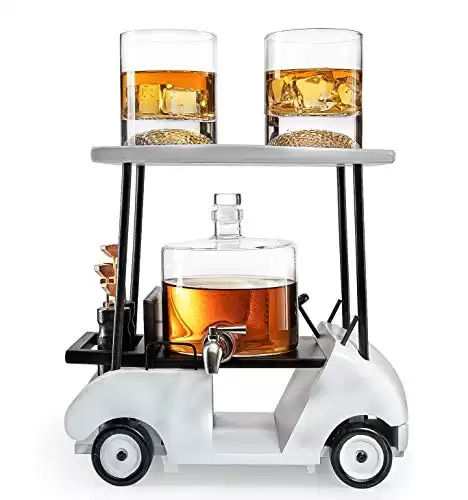 Golf Cart Decanter Whiskey Decanter and 2 Whiskey Glasses