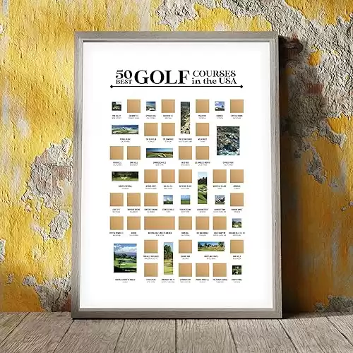 50 Best Golf Courses in the USA Scratch Off Poster